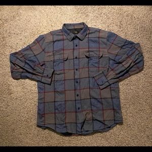 Obey Mens Long Sleeve Button Down Plaid Flannel Size Large Dark Blue
